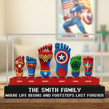 Load image into Gallery viewer, &quot;Where Life Begins and Footsteps Last Forever&quot; - Super Foot Family Acrylic Plaque - Personalized Gift for Family, Dad, Grandpa, and Loved Ones Shaped Plaques PopCulturePrints
