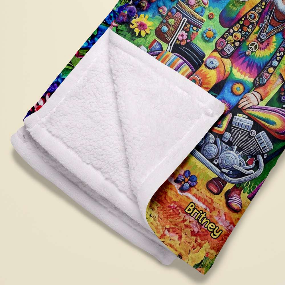 Personalized Hippie Couple Blanket Blanket PopCulturePrints