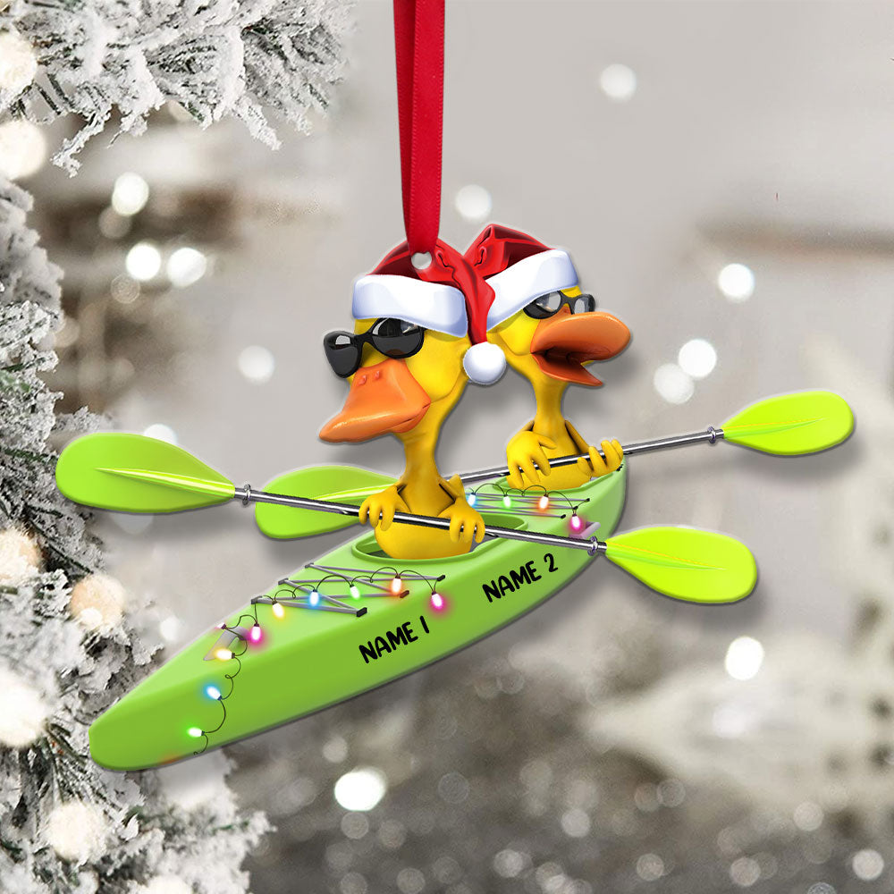 Personalized Kayaking Ducks Christmas Ornament - Custom Gifts for Kayaking Enthusiasts