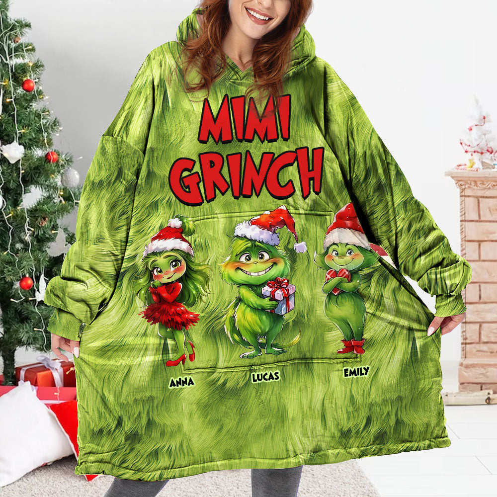 Personalized Grinch Family Oversized Hoodie - Green Christmas Gift