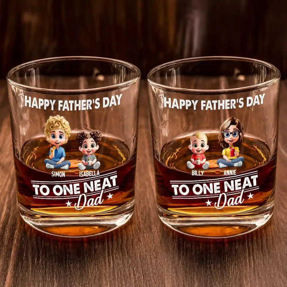Cheers to the Neat Dad - Personalized Whiskey Glass for Father's Day Whiskey Glass PopCulturePrints