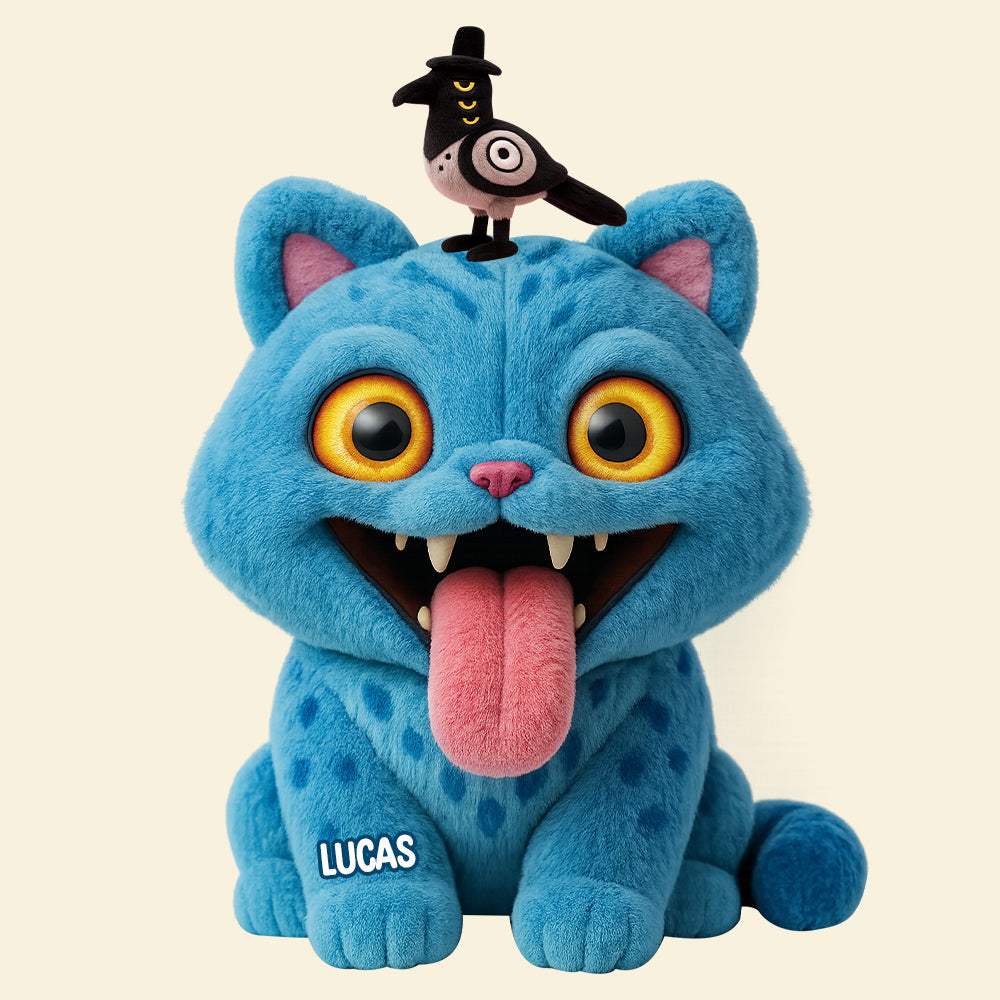 “Bring Joy to Your Home!” - Blue Mischief Cat Shaped Pillow - Personalized Gift for Cat Lovers and Friends Pillow PopCulturePrints
