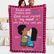 Load image into Gallery viewer, Personalized Kissing Cartoon Characters Blanket for Couples Blanket PopCulturePrints
