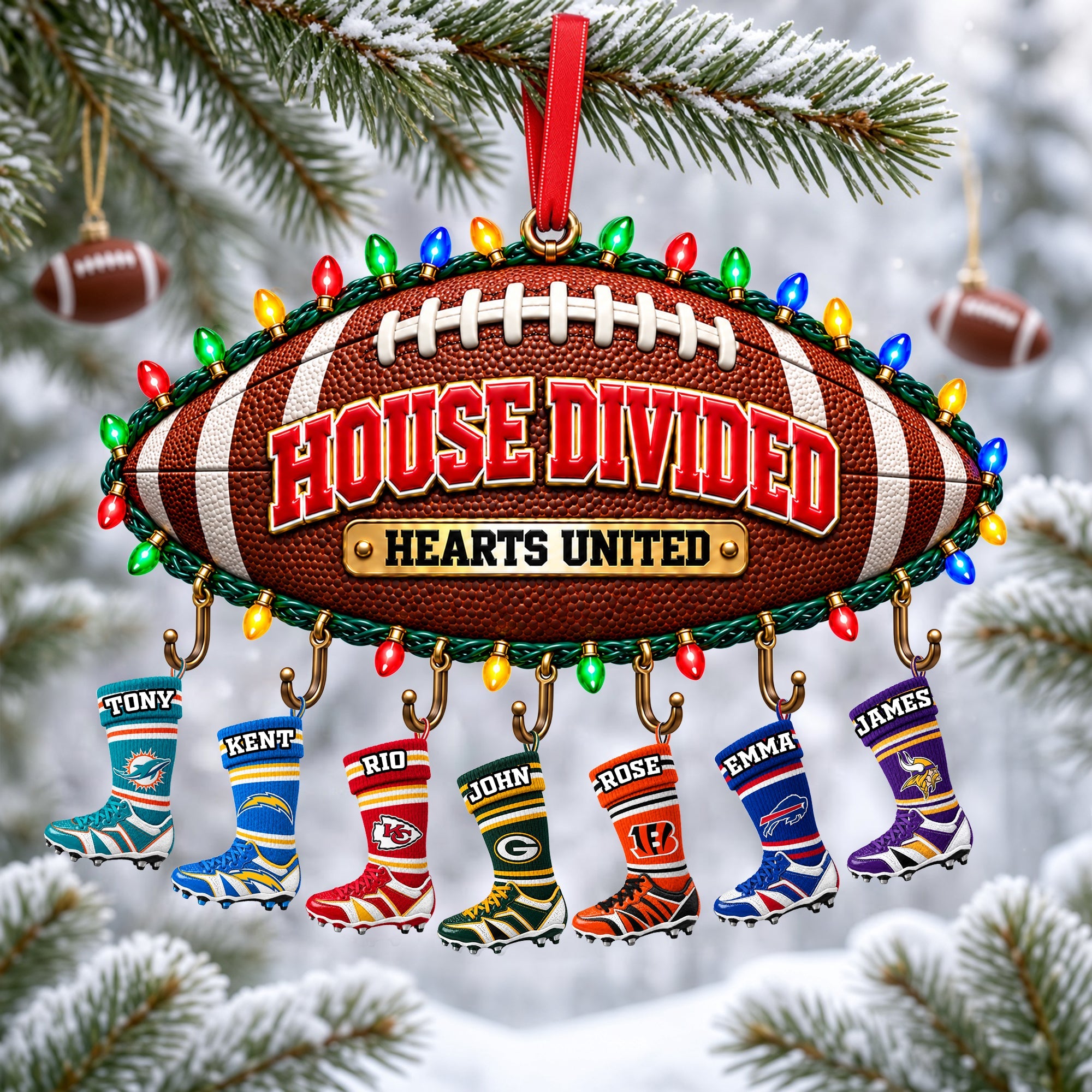 Celebrate Love Across Rivalries - House Divided Christmas Ornament, Personalized Gift for Sports Lovers