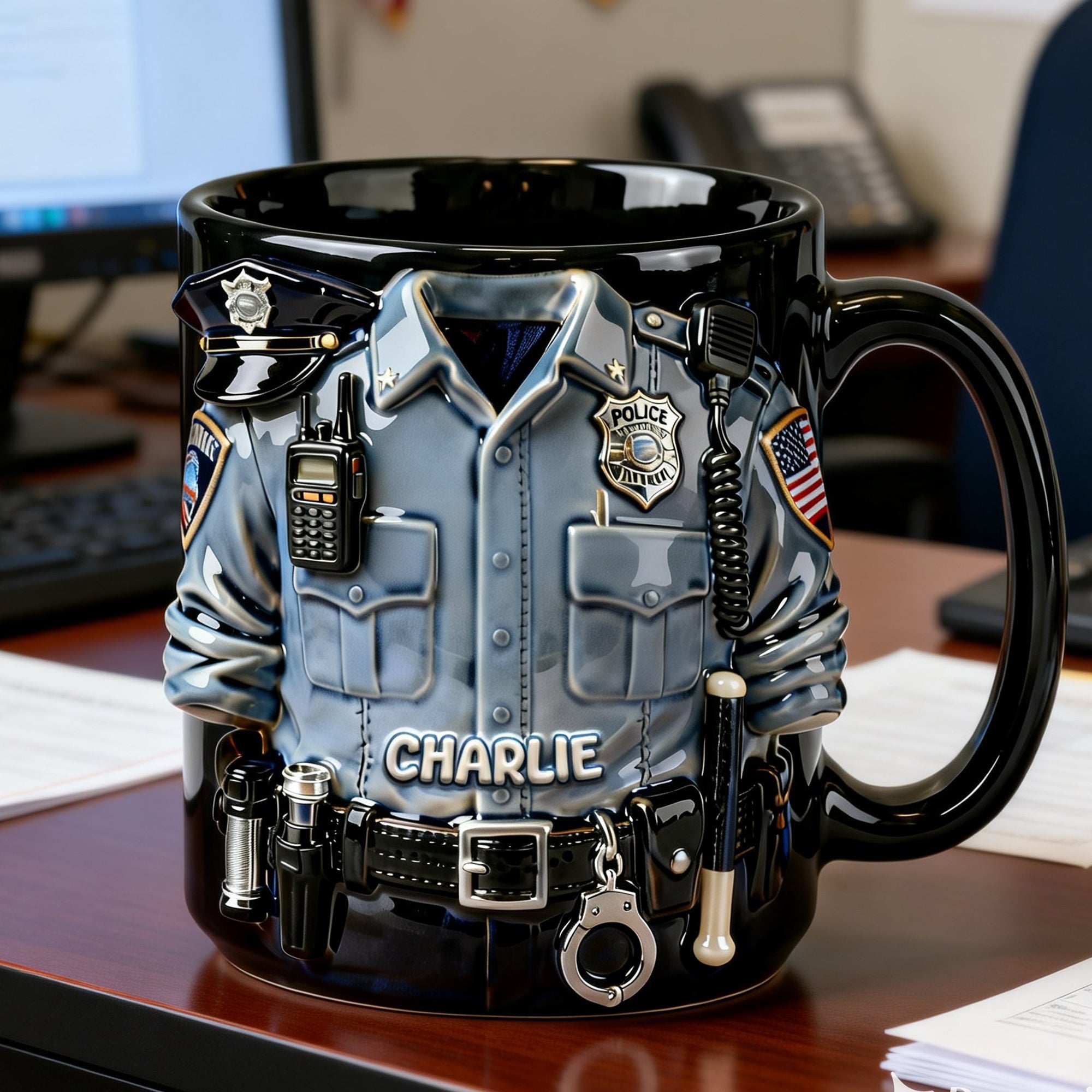 Proud to Serve - Personalized Officer Coffee Mug | Custom Gift for Police Officers, Friends, and Family
