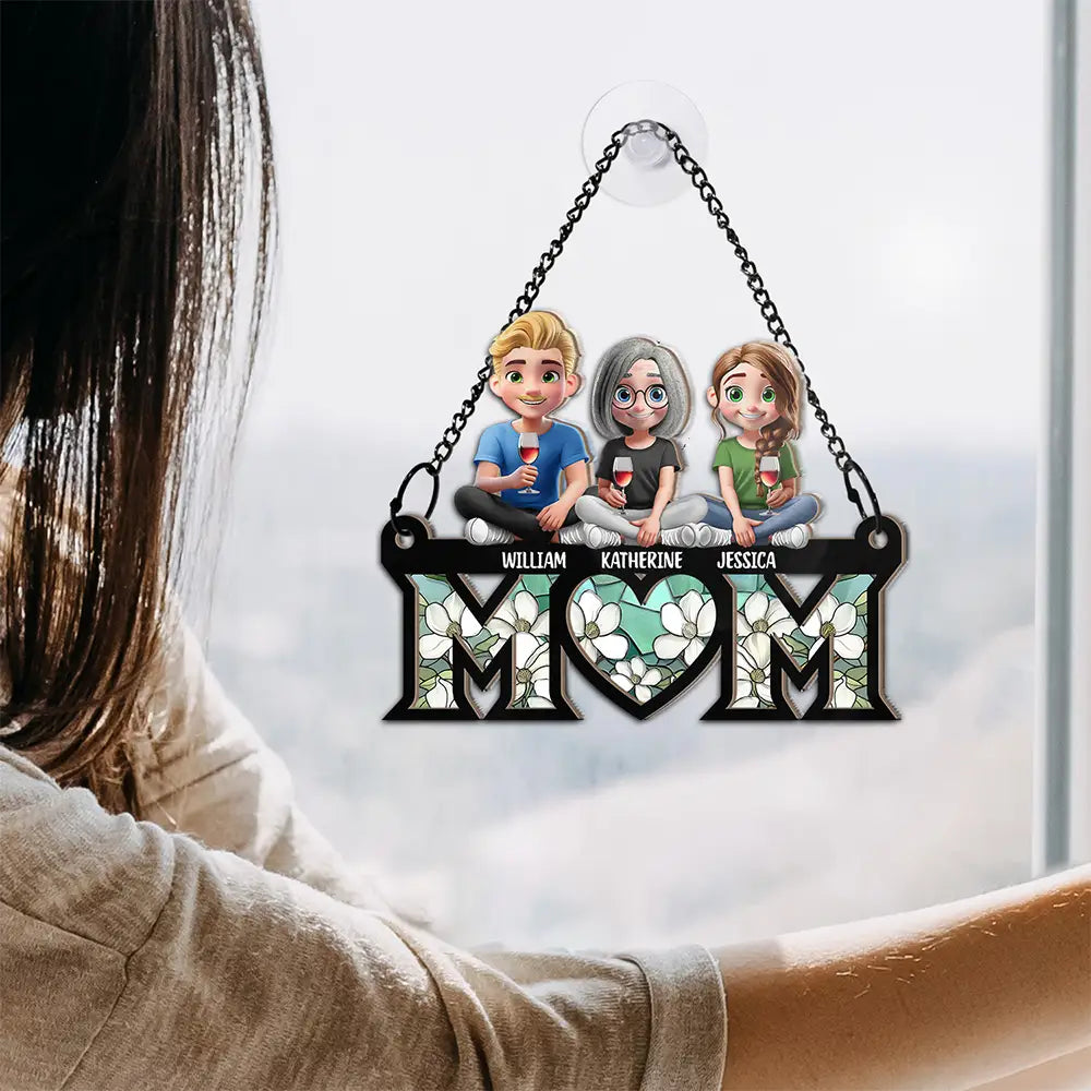 Celebrate Love: Custom Personalized Suncatcher Ornament for Mom and Grandma Suncatcher Ornament PopCulturePrints