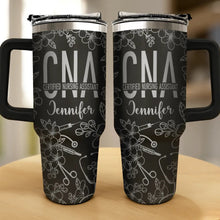 Load image into Gallery viewer, Nurse's Heart: Personalized Nurse Job Title Flower Pattern - Custom Engraved 40oz Tumbler Engraved 40oz Tumbler PopCulturePrints

