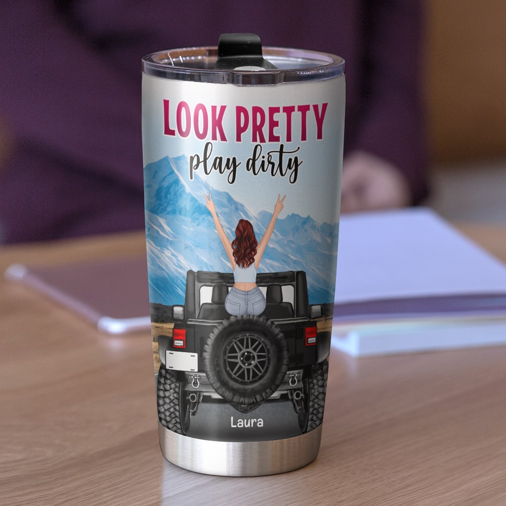 Personalized Jeep Adventure Tumbler - Look Pretty Play Dirty