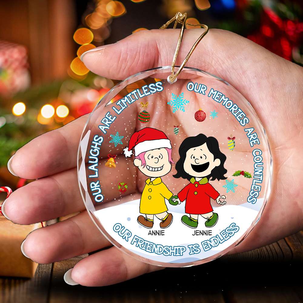 Custom Christmas Friendship Crystal Ornament