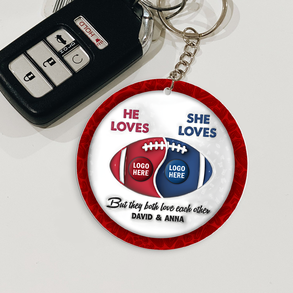 Custom Football Keychain for Couples | Unique Personalized Valentine's Day Gifts Keychains PopCulturePrints