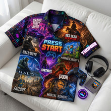 Load image into Gallery viewer, Press Start to Adventure - Custom Legends Level Hawaiian Shirt for Gamers
