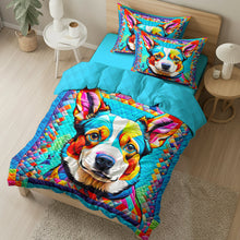 Load image into Gallery viewer, Vibrant Corgi Quilt Bed Set - Perfect Gift for Dog Lovers Blanket PopCulturePrints

