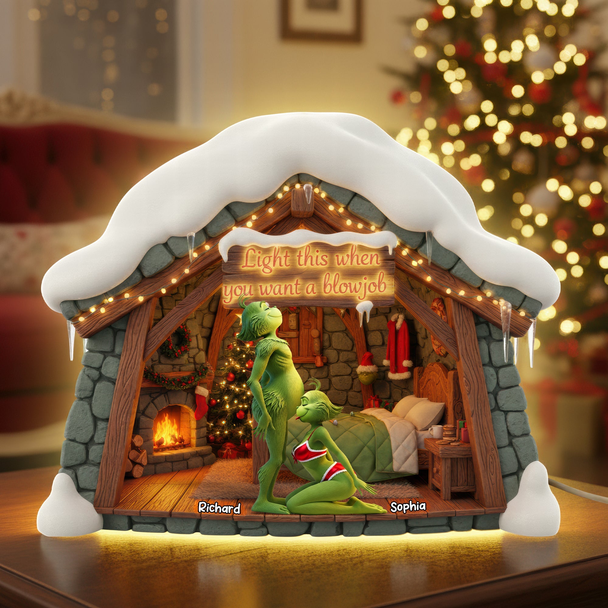 Light Up Your Love: Naughty Green Monster Couple Acrylic Light Box - Personalized Gifts for Couples Light Box PopCulturePrints