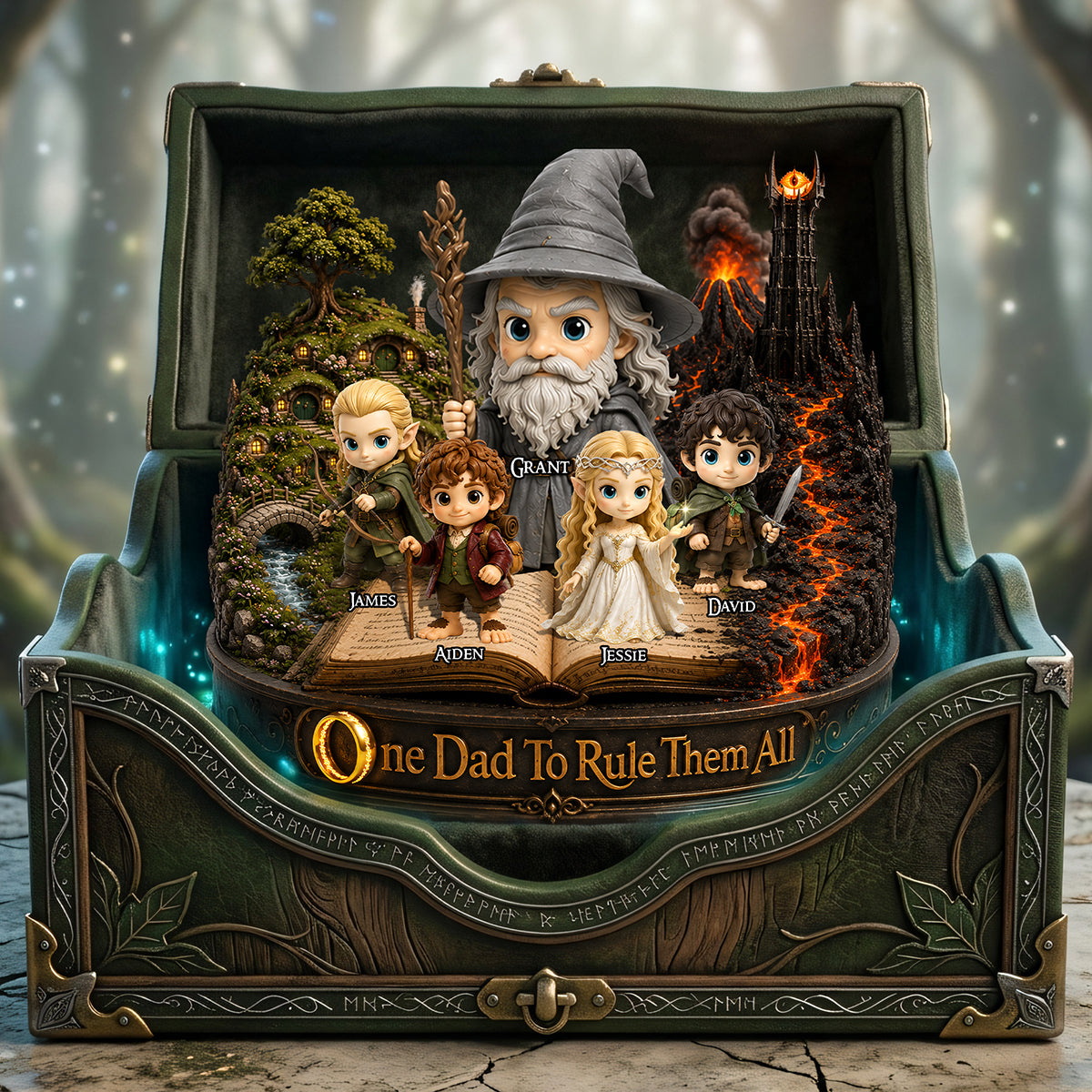 One Dad To Rule Them All - Personalized Dad's Legendary Quest Plaque - Perfect Gift for Dads, Grandpas, and More Shaped Plaques PopCulturePrints