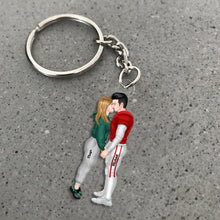 Load image into Gallery viewer, Personalized Sporty Couple Keychain - Kissing Lovers Gift Keychains PopCulturePrints
