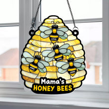 Load image into Gallery viewer, Mama&#39;s Honey Bees - Personalized Suncatcher Ornament for Mom, Grandma &amp; More Ornament PopCulturePrints
