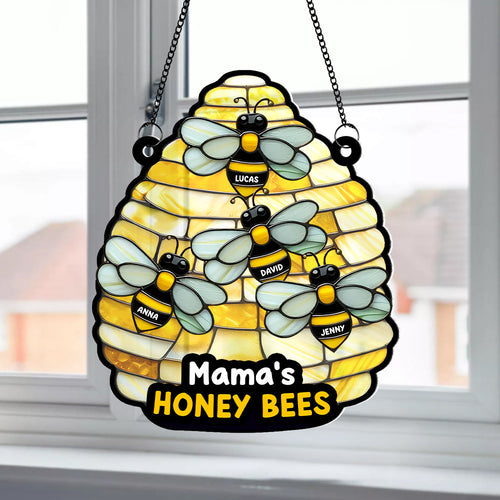 Mama's Honey Bees - Personalized Suncatcher Ornament for Mom, Grandma & More Ornament PopCulturePrints