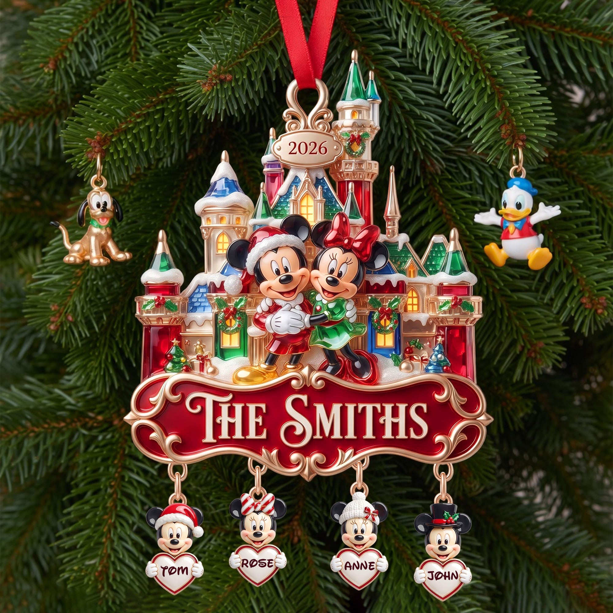 "Gather 'Round the Snow Castle - A Family Keepsake for Christmas" - Personalized Family Ornament - Gift for Parents, Grandparents, and Loved Ones