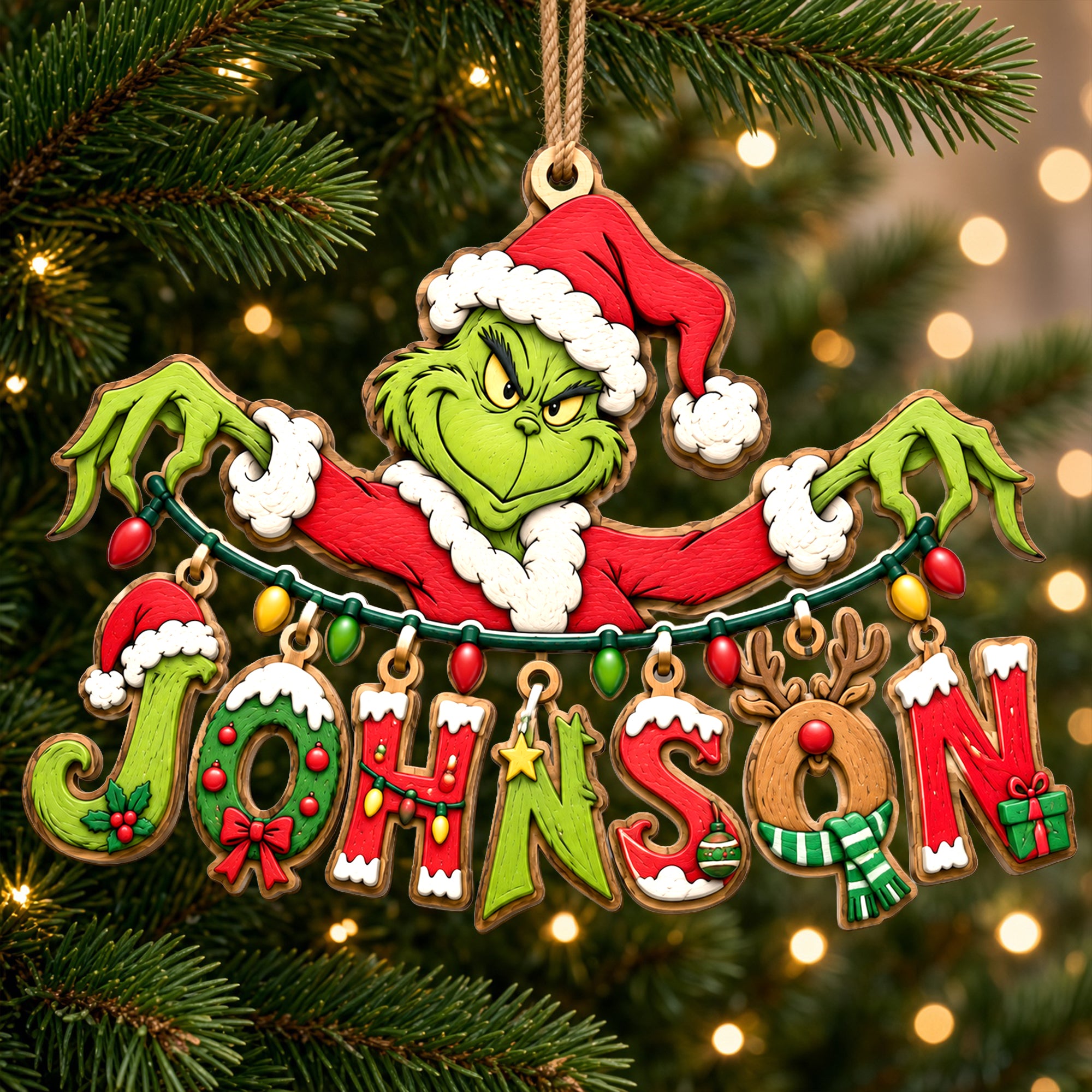 “Spread Holiday Cheer with a Personal Touch” - Name Art Mischievous String Ornament - Custom Personalized Gift for Friends, Family, and Loved Ones Ornament PopCulturePrints
