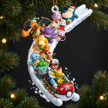 Load image into Gallery viewer, Bring Joy with Cute Monster on Snow Slide Ornament - Personalized Gifts Ornament PopCulturePrints

