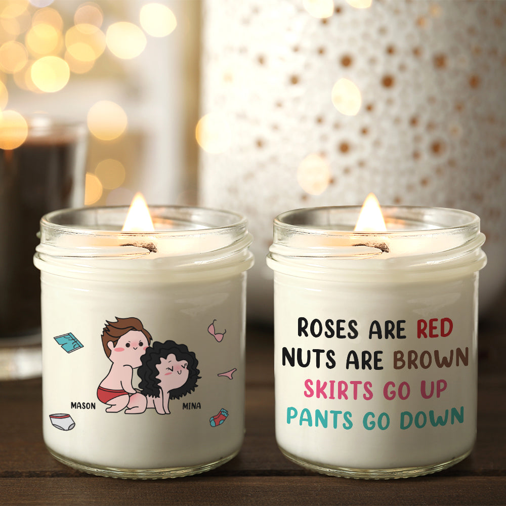 Personalized Couple Scented Candle - Roses Are Red, Nuts Are Brown Scented Candle PopCulturePrints