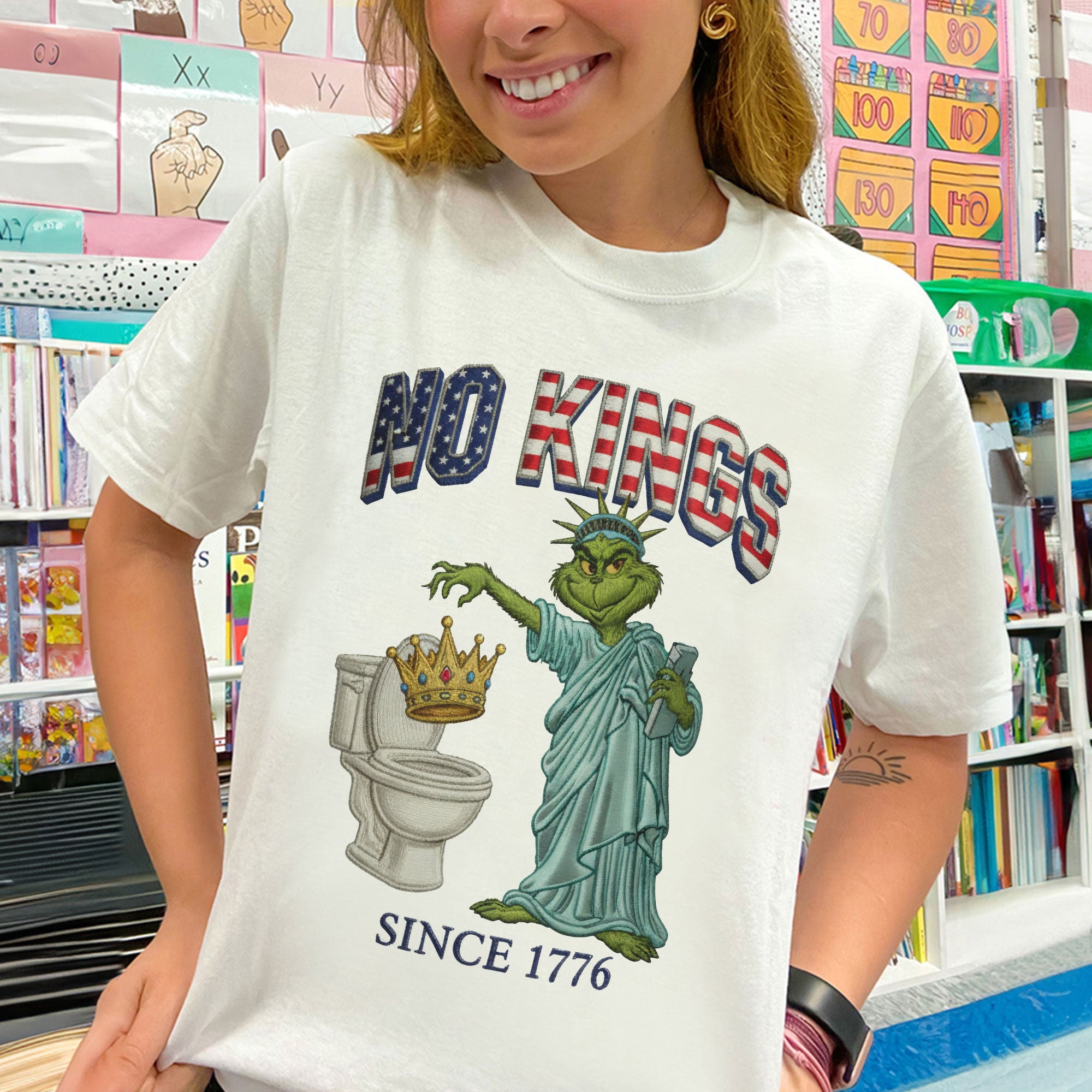 “No Kings, Just Fun!” - Funny Green Monster Shirt - Customizable Gift for Everyone Shirts PopCulturePrints