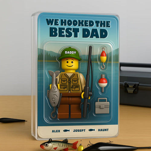 We Hooked the Best Dad - Personalized Fishing Dad Acrylic Plaque Gift Shaped Plaques PopCulturePrints
