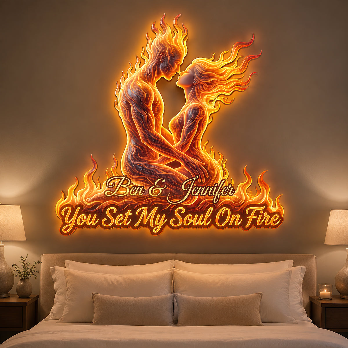 Eternal Flame Couple LED Wall Sign - Personalized Couples Gift