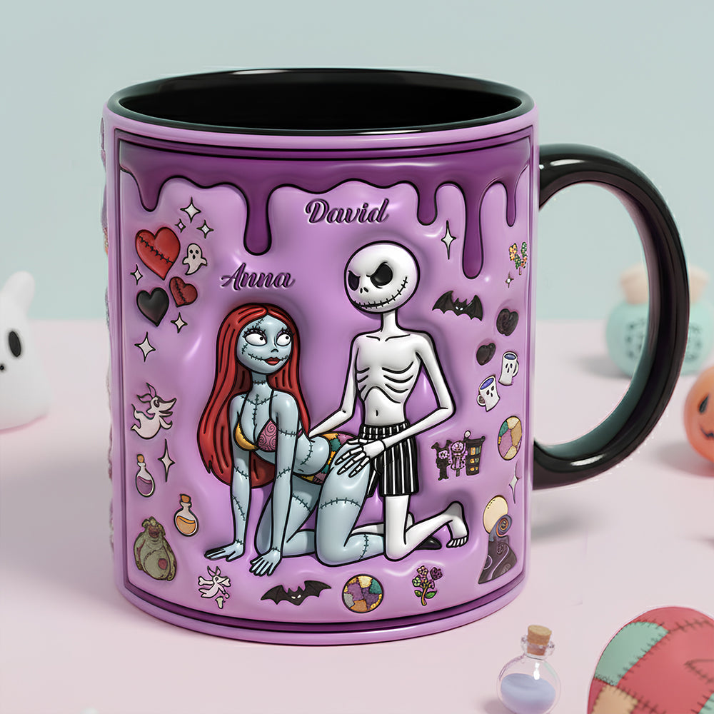 “Love is a Grave Delight” - Naughty Couple Mug - Personalized Gift for Couples, Friends, and Halloween Lovers Coffee Mug PopCulturePrints
