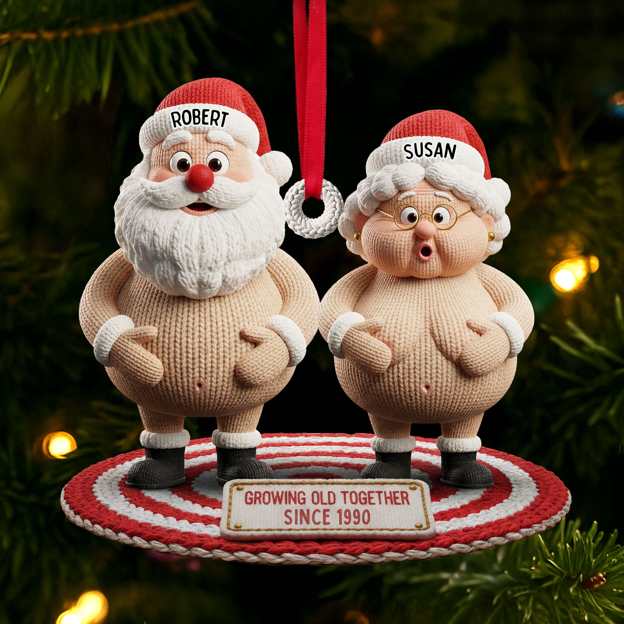 "Growing Old Together with Laughter!" - Naughty Old Couple Ornament - Personalized Gift for Couples, Friends, and Family Ornament PopCulturePrints