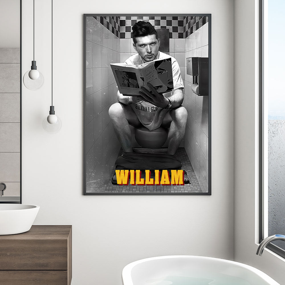 Personalized Funny Bathroom Poster - Custom Name Design