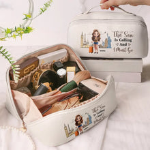 Load image into Gallery viewer, All My Travel Crap - Personalized Leather Makeup Bag for Travel Lovers Leather Makeup Bag PopCulturePrints
