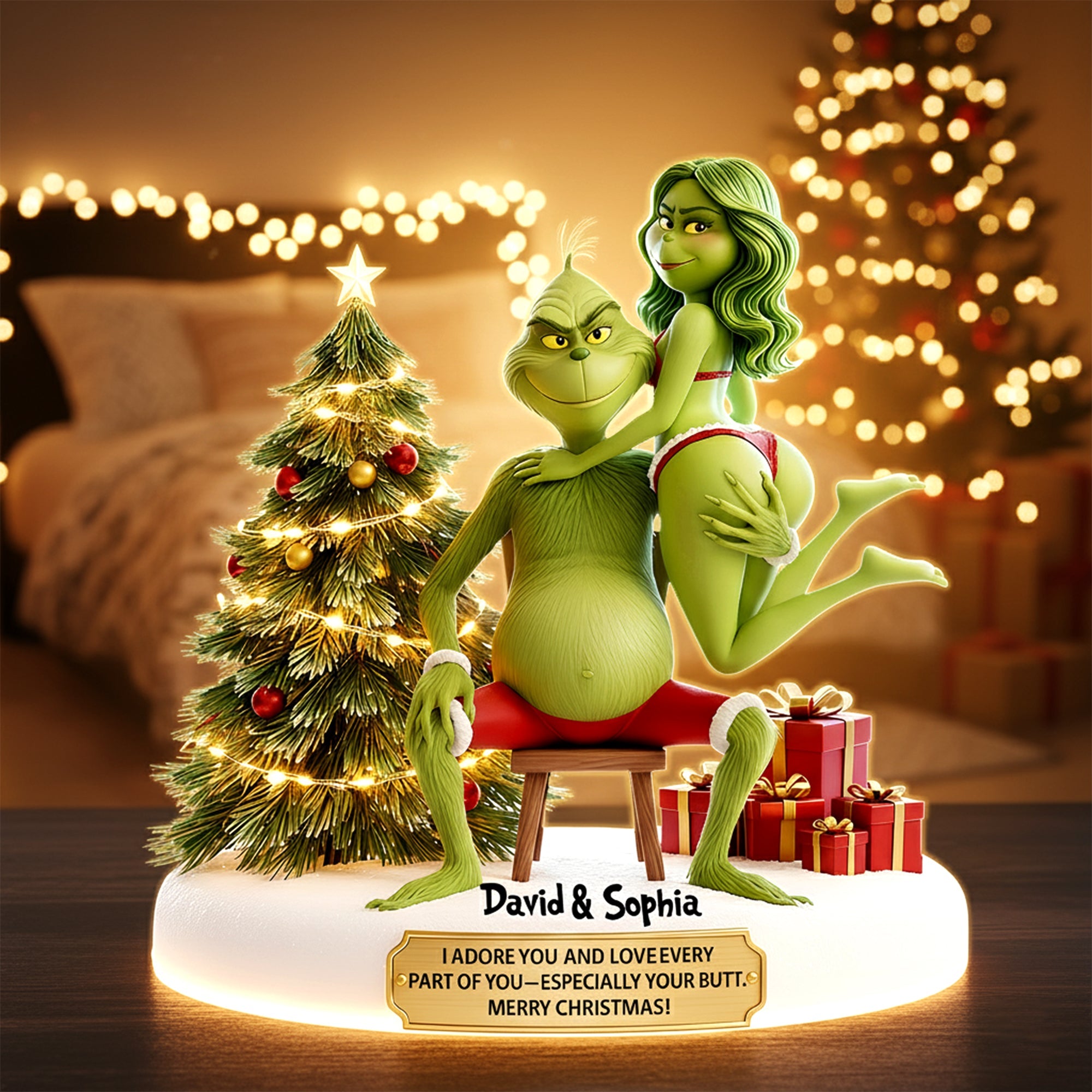 I Adore You – Mischievous Green Couples Light Box – Personalized Gift for Couples Light Box PopCulturePrints