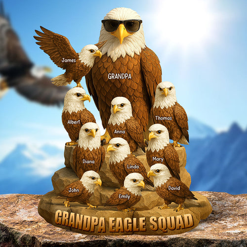 “Always a Part of the Eagle Squad” - Personalized Eagle Dad Acrylic Plaque - Custom Gift for Dads, Grandpas, and Eagles Enthusiasts Shaped Plaques PopCulturePrints