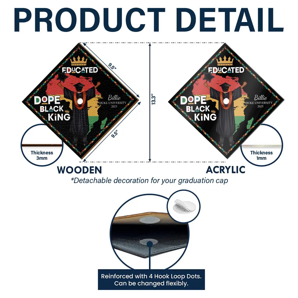 Celebrate Your Achievement - Dope Black King Queen - Personalized Graduation Cap Topper Graduation Cap Topper PopCulturePrints