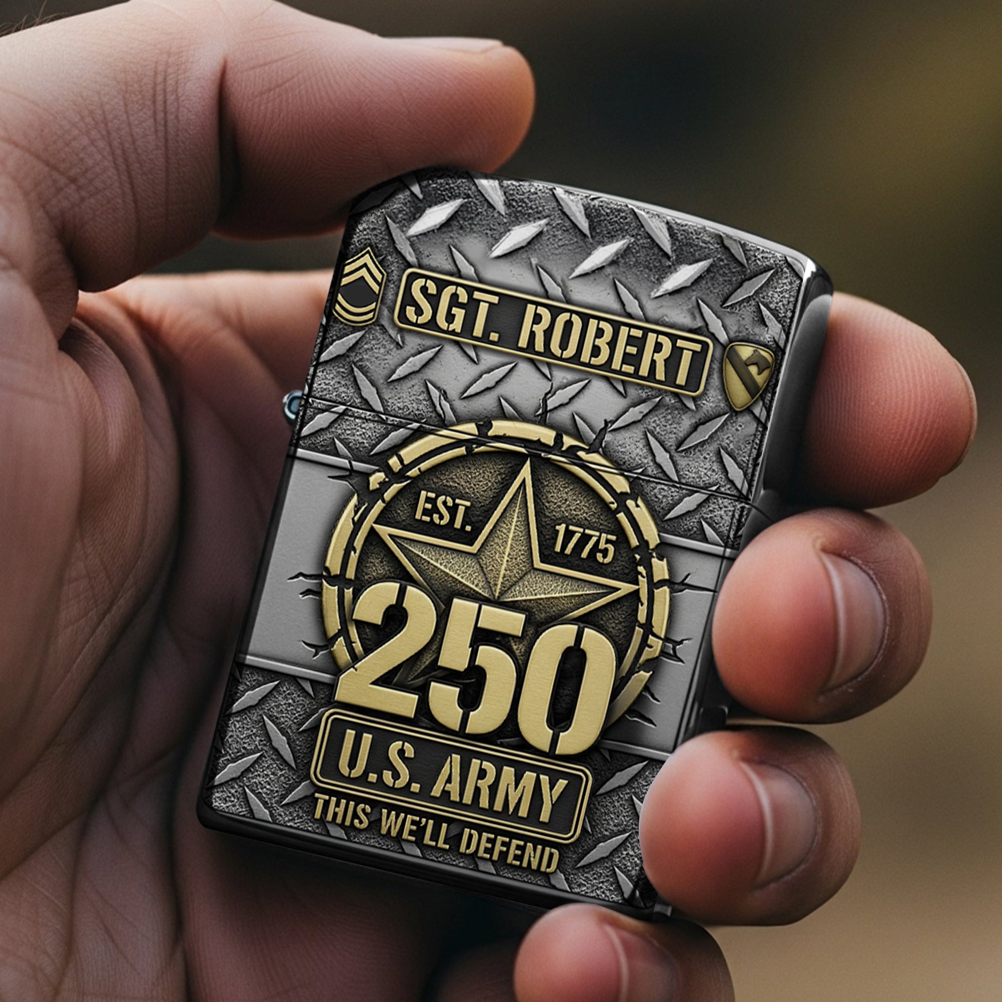 Honor the Brave: Military 250th Anniversary Flame Lighter - Personalized Gift for Veterans Lighter PopCulturePrints