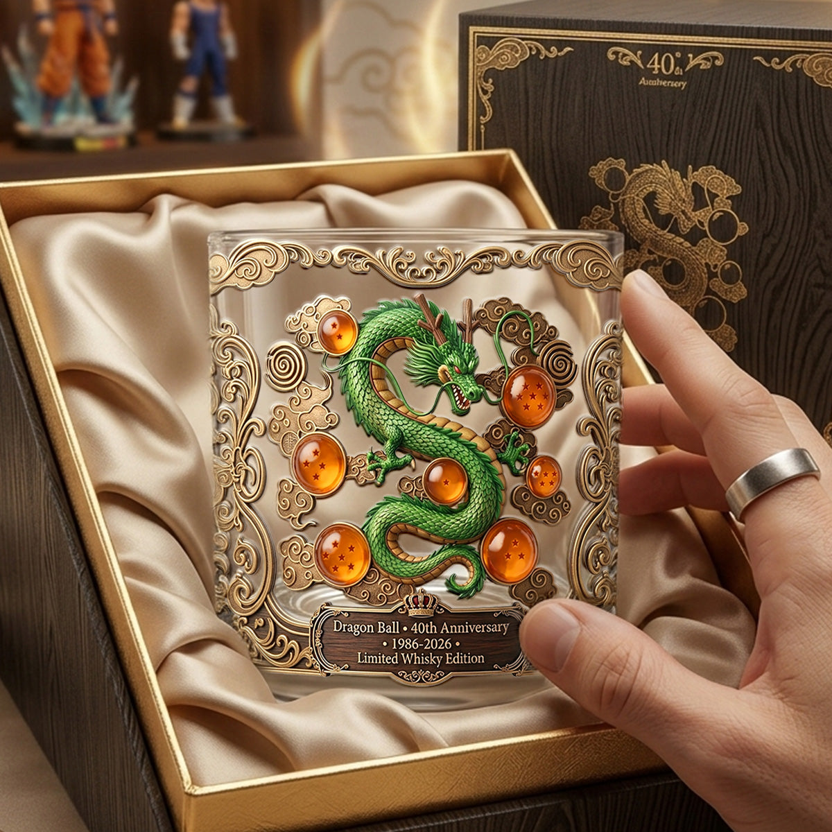 “Celebrate 40 Years of Dragon Ball Magic” - Personalized Round Glass - Perfect Gift for Fantasy Lovers Glass PopCulturePrints