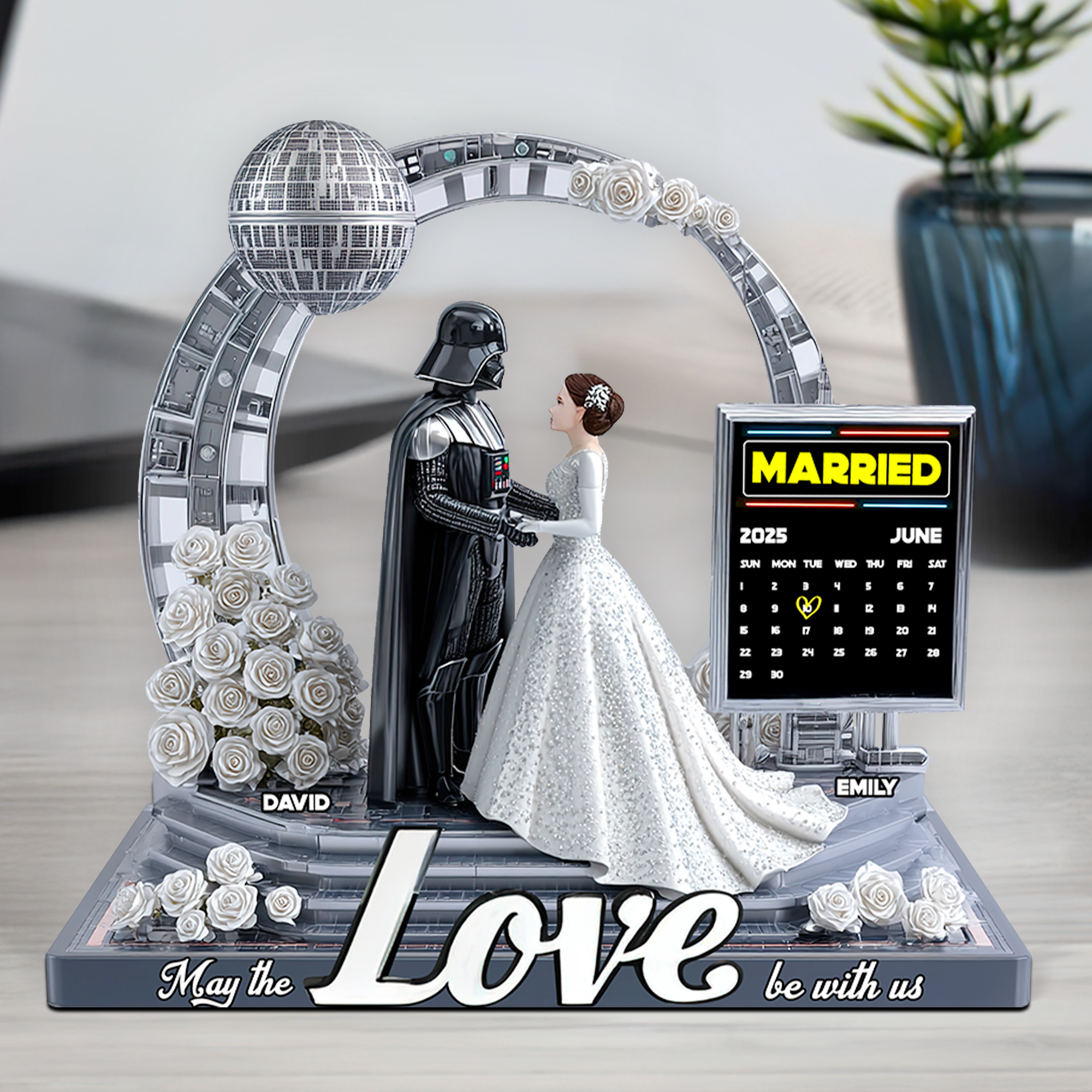 “May the Love Be with Us” - Personalized Couple Acrylic Plaque - Perfect Wedding Gift for Couples Shaped Plaques PopCulturePrints