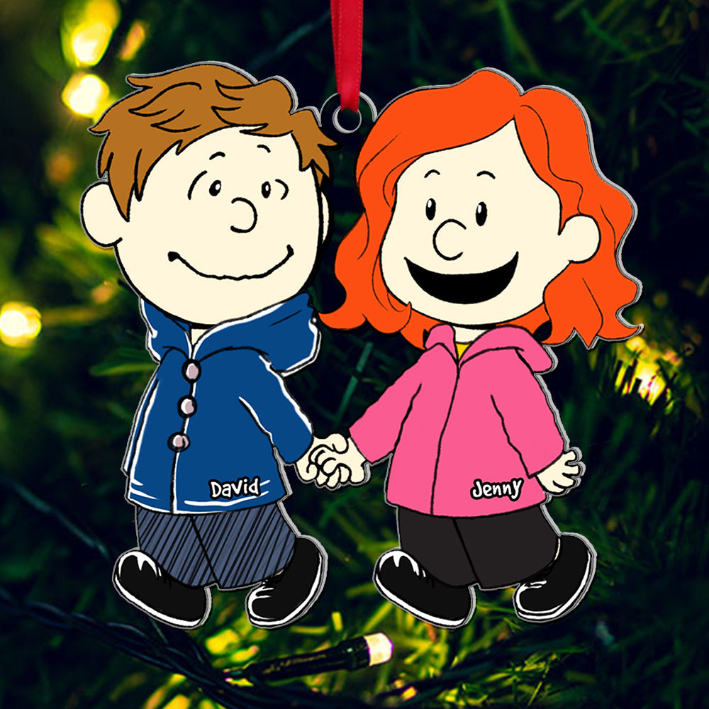 Custom Couple Christmas Ornament - Walking Hand In Hand