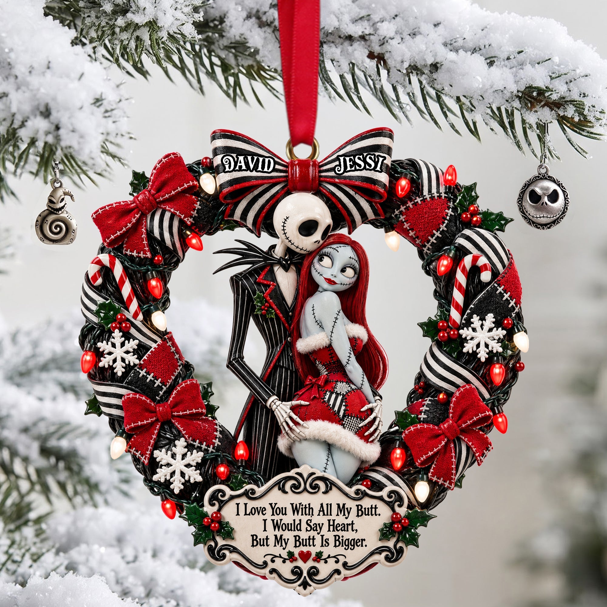 "I Love You With All My Butt" - Spooky Naughty Couples Acrylic Ornament - Personalized Christmas Gift for Couples Ornament PopCulturePrints