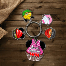 Load image into Gallery viewer, Custom Cupcake Charm Keychain - World&#39;s Sweetest Mom Keychains PopCulturePrints
