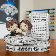 Load image into Gallery viewer, I&#39;ll Love You Until We&#39;re Hunk o&#39; Junk - Cute Galaxy Couple Plaque - Personalized Gift for Couples Shaped Plaques PopCulturePrints
