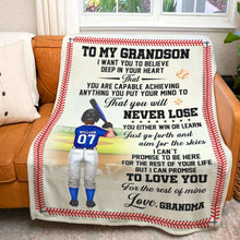 Load image into Gallery viewer, Personalized Baseball Love Blanket for Grandson Blanket PopCulturePrints
