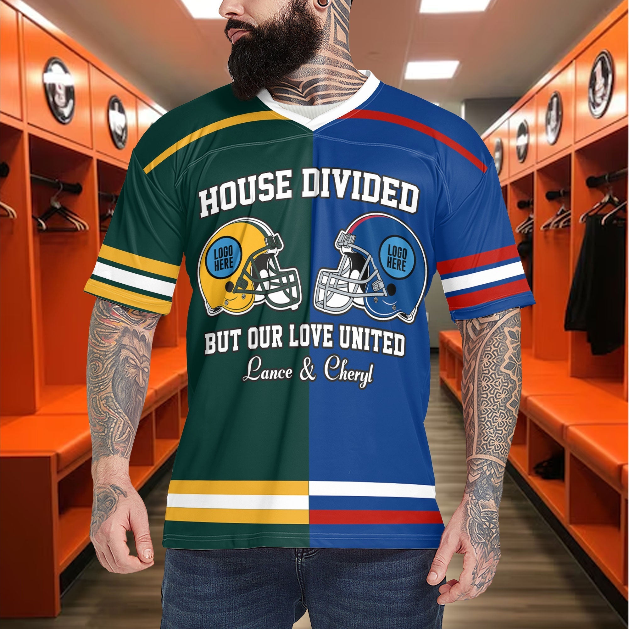 Personalized Football Couple Jersey - Valentine's Day Gifts, House Divided, Love United AOP Products PopCulturePrints