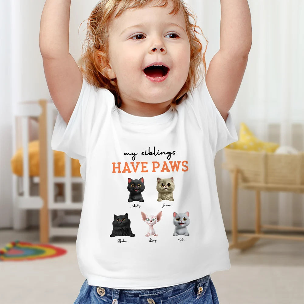 My Sibling Has Paws - Personalized Baby Onesie with 3D Effect Baby Onesie PopCulturePrints