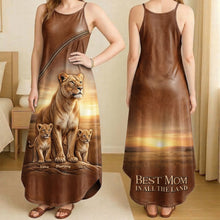 Load image into Gallery viewer, Best Mom In All The Land - Personalized Lion Mom Suspender Maxi Dress For Mother's Day Dress PopCulturePrints
