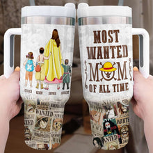 Load image into Gallery viewer, Custom &#39;Most Wanted Mom&#39; Tumbler with Handle - Perfect Mother&#39;s Day Gift Tumbler Cup PopCulturePrints
