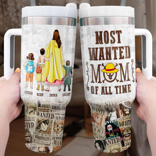 Custom 'Most Wanted Mom' Tumbler with Handle - Perfect Mother's Day Gift Tumbler Cup PopCulturePrints