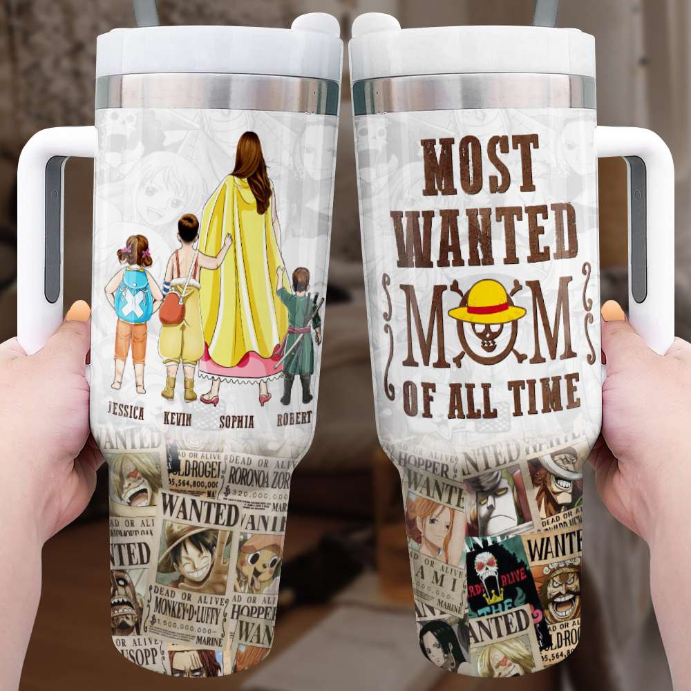 Custom 'Most Wanted Mom' Tumbler with Handle - Perfect Mother's Day Gift Tumbler Cup PopCulturePrints