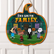 Load image into Gallery viewer, Personalized Halloween Horror Cartoon Family Wooden Sign
